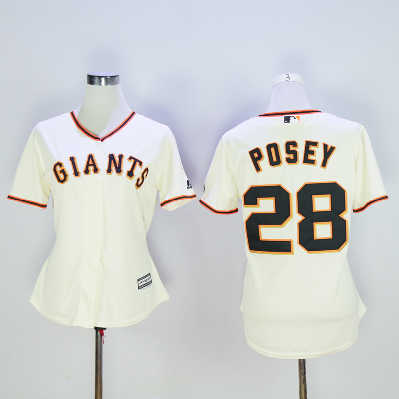 Women San Francisco Giants 28 Posey Cream MLB Jerseys